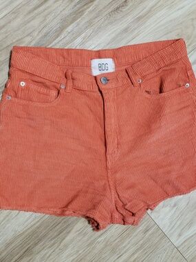 BDG Women Orange Corduroy Cut Off Shorts Cotton Raw Hem Size 30